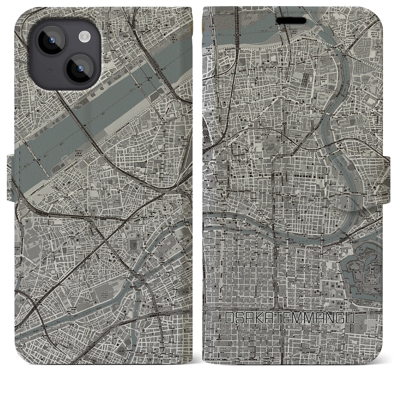 【大阪天満宮(大阪府)】地図柄iPhoneケース(手帳タイプ)