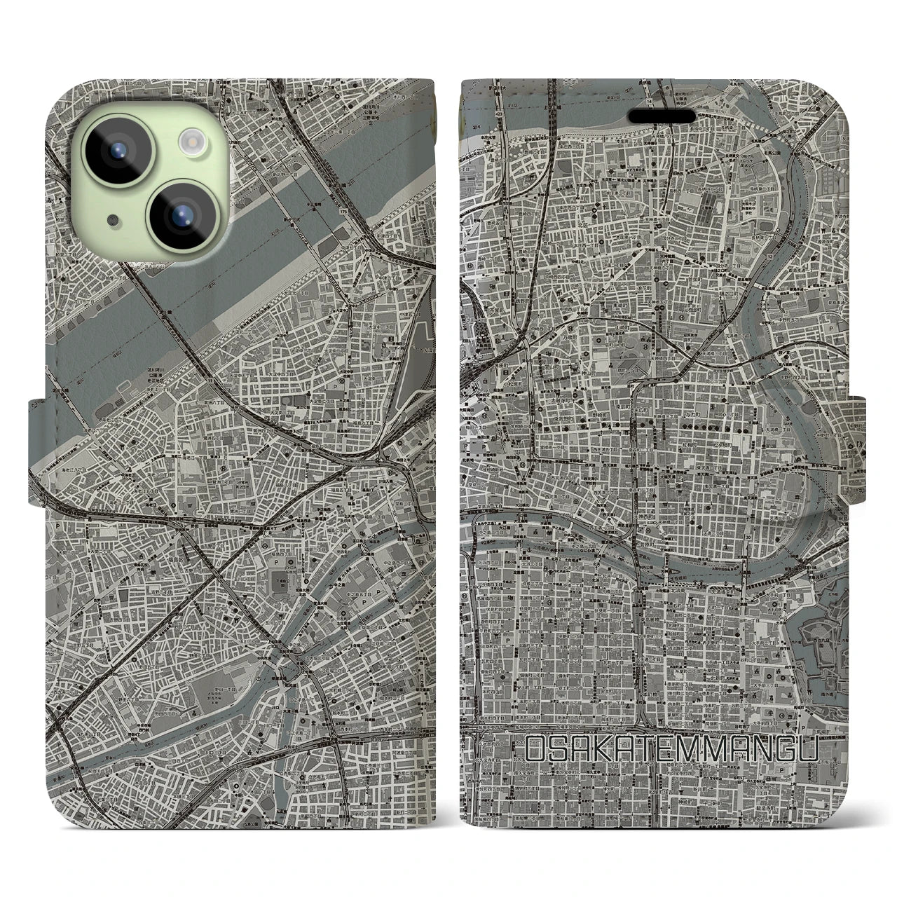 【大阪天満宮(大阪府)】地図柄iPhoneケース(手帳タイプ)