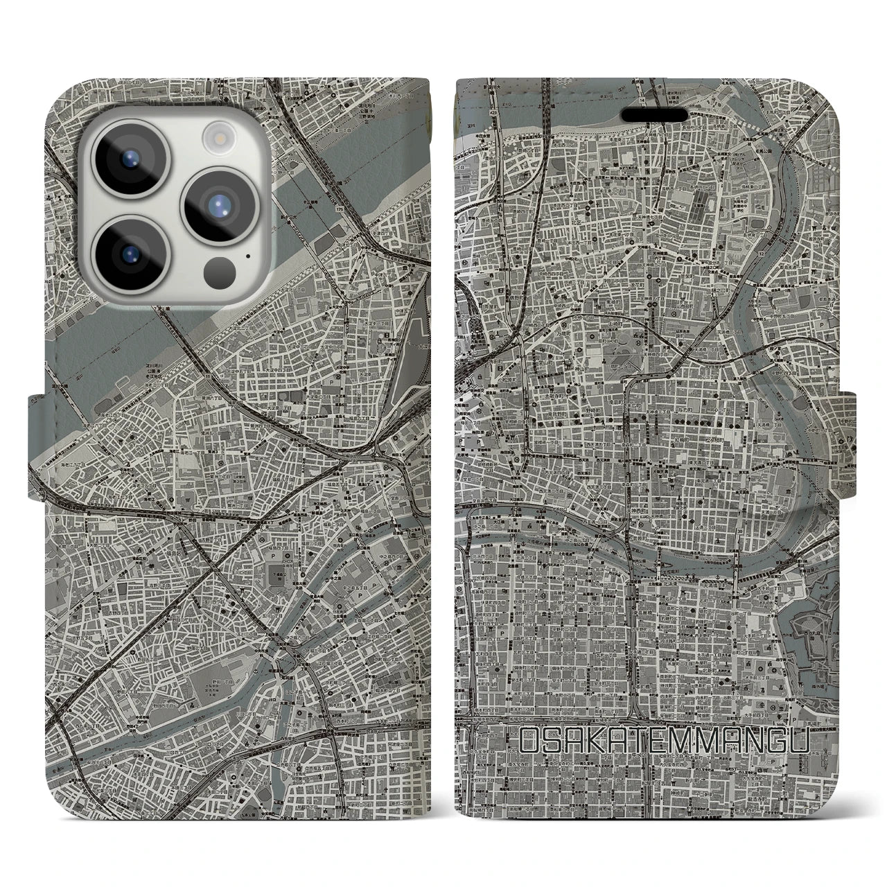 【大阪天満宮(大阪府)】地図柄iPhoneケース(手帳タイプ)