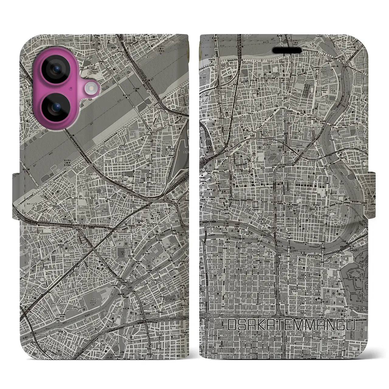 【大阪天満宮(大阪府)】地図柄iPhoneケース(手帳タイプ)