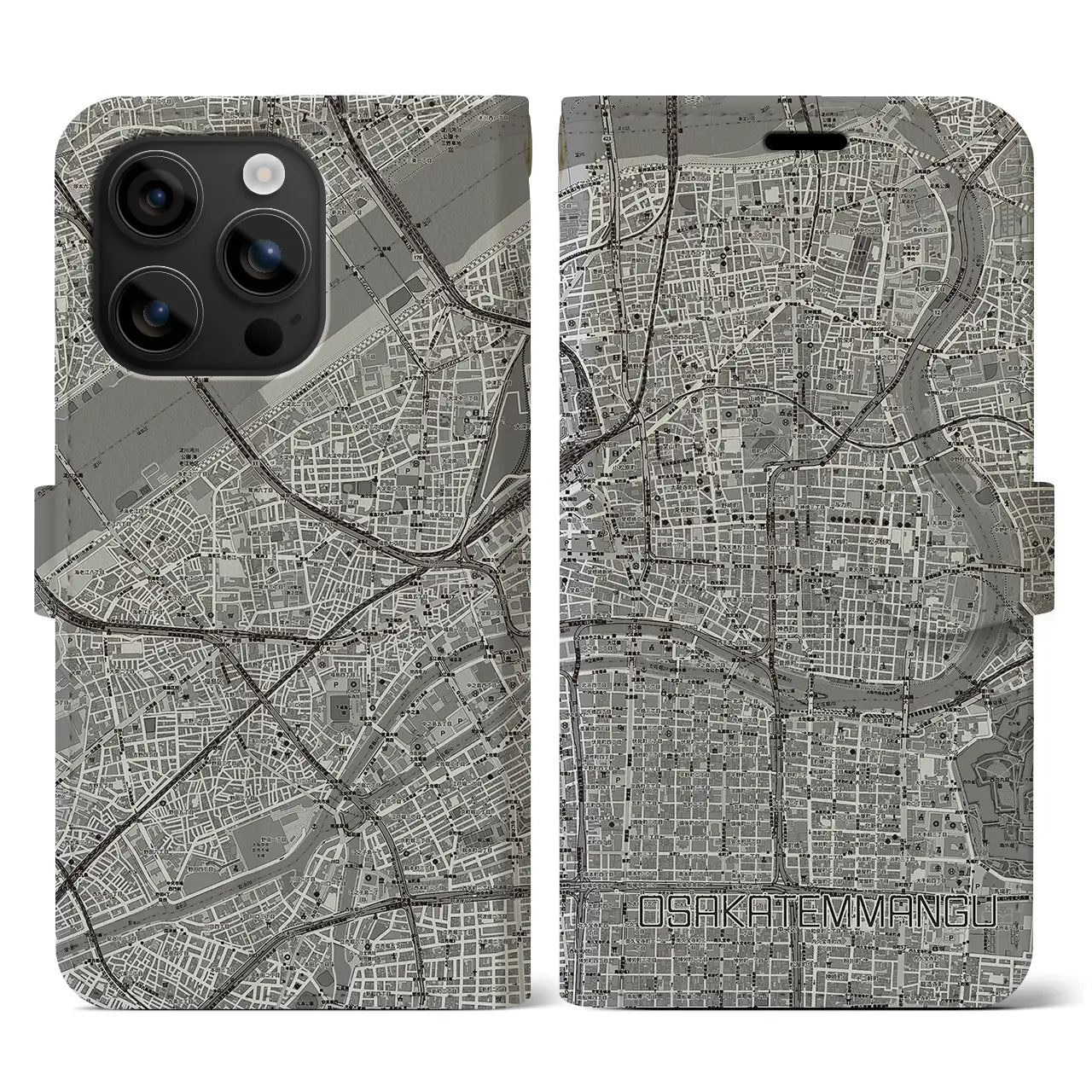 【大阪天満宮(大阪府)】地図柄iPhoneケース(手帳タイプ)