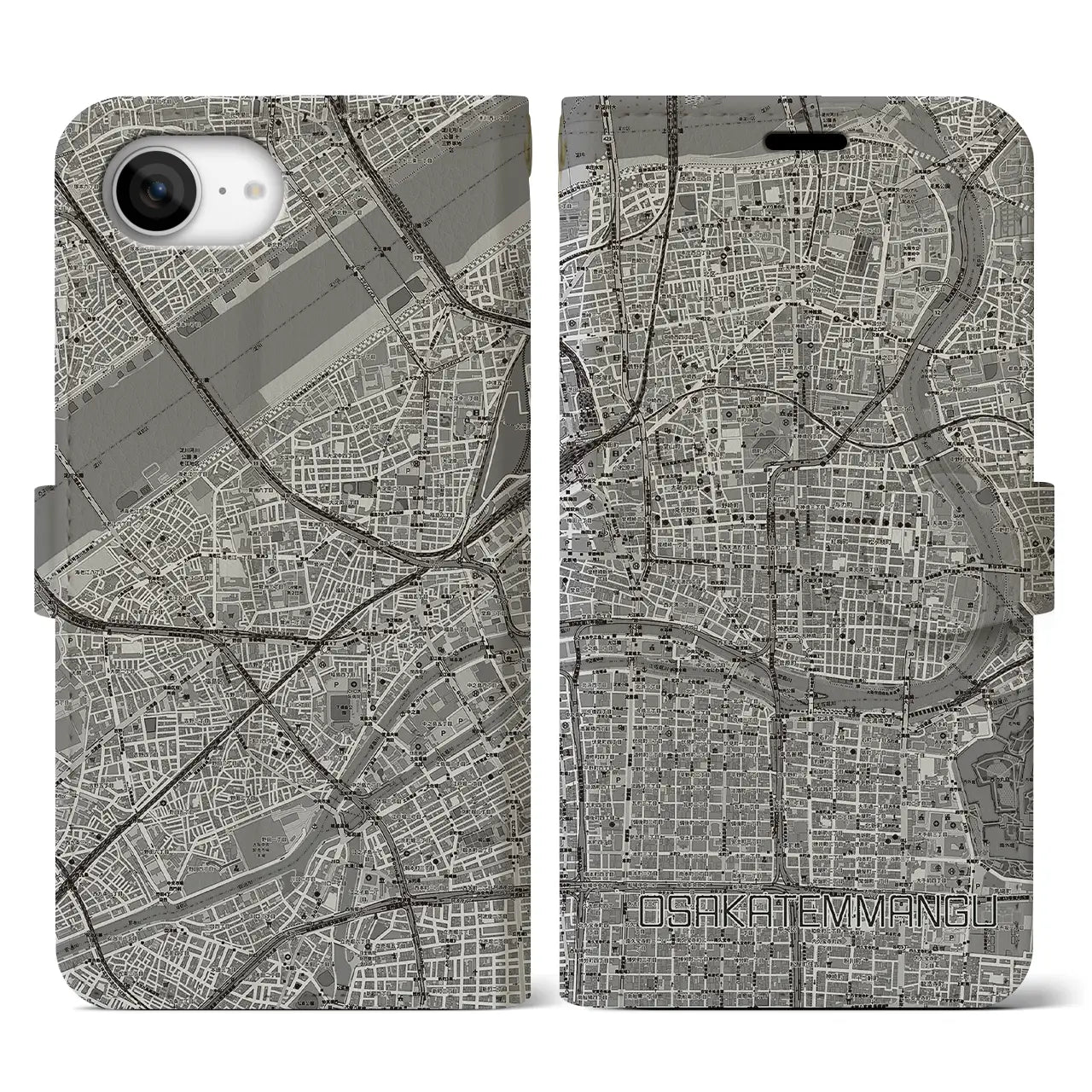 【大阪天満宮(大阪府)】地図柄iPhoneケース(手帳タイプ)