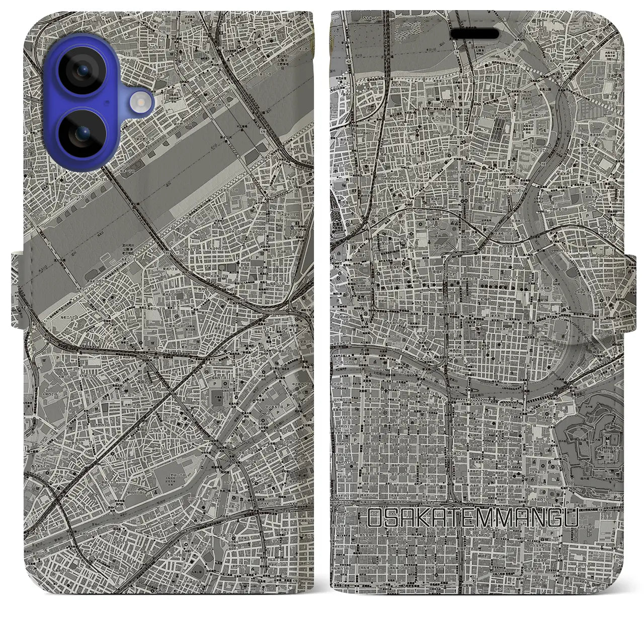 【大阪天満宮(大阪府)】地図柄iPhoneケース(手帳タイプ)