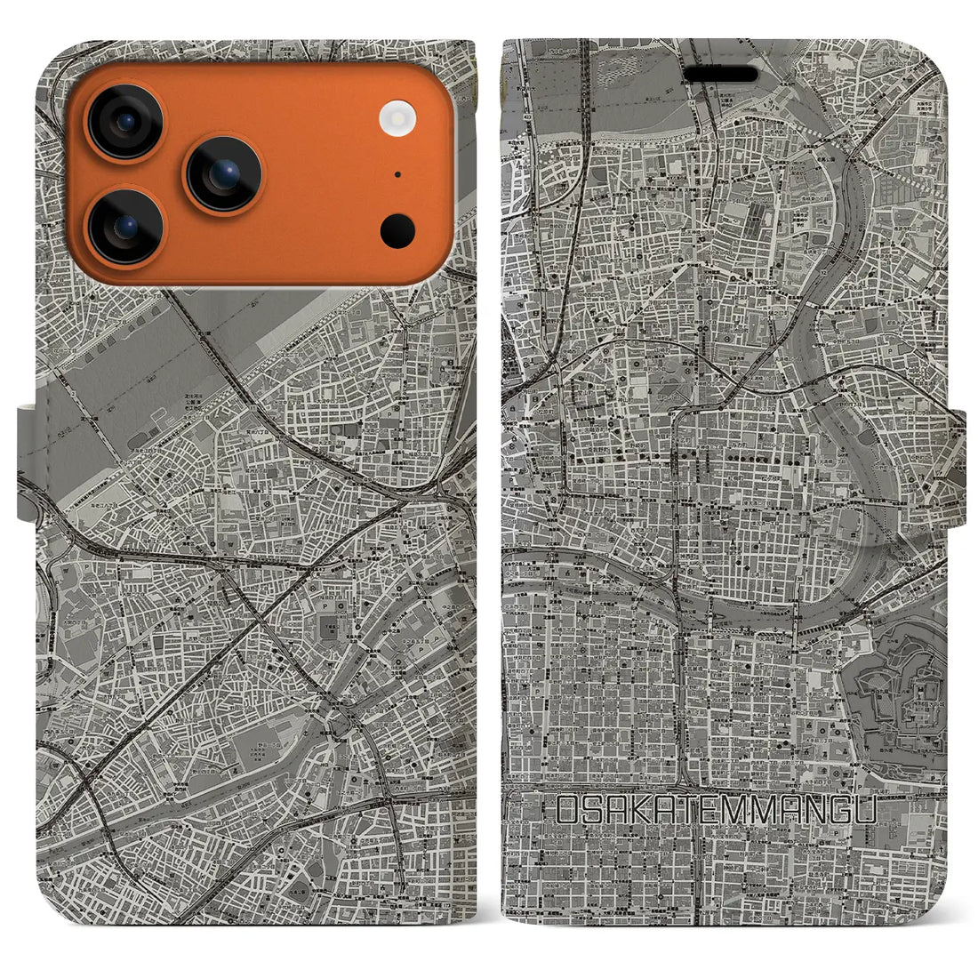 【大阪天満宮(大阪府)】地図柄iPhoneケース(手帳タイプ)