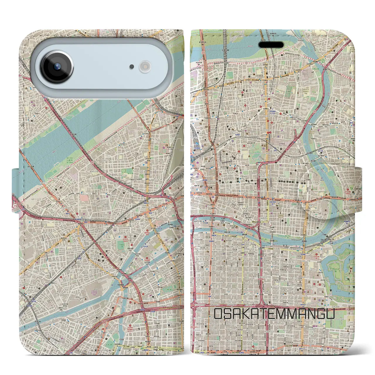 【大阪天満宮(大阪府)】地図柄iPhoneケース(手帳タイプ)