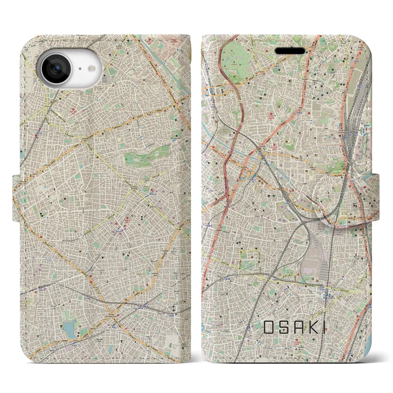 【大崎(東京都)】地図柄iPhoneケース(手帳タイプ)