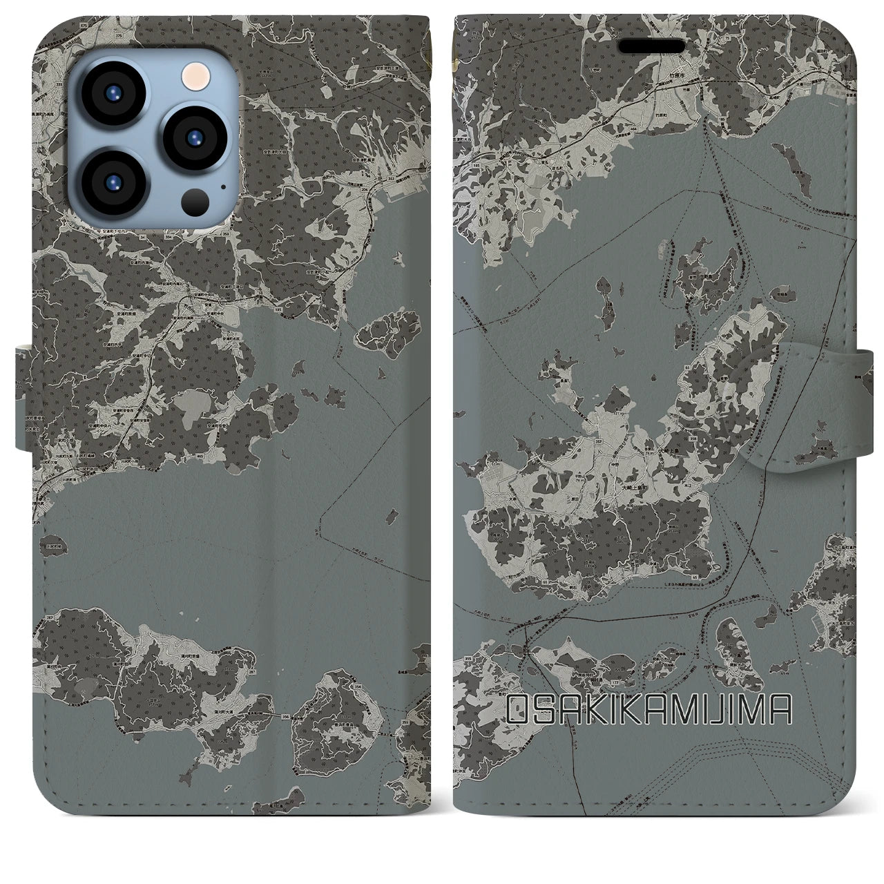 【大崎上島(広島県)】地図柄iPhoneケース(手帳タイプ)