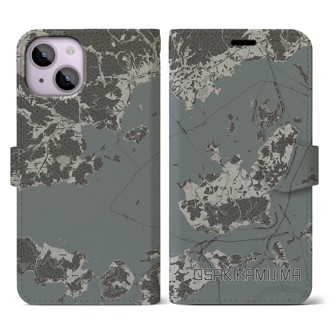 【大崎上島(広島県)】地図柄iPhoneケース(手帳タイプ)