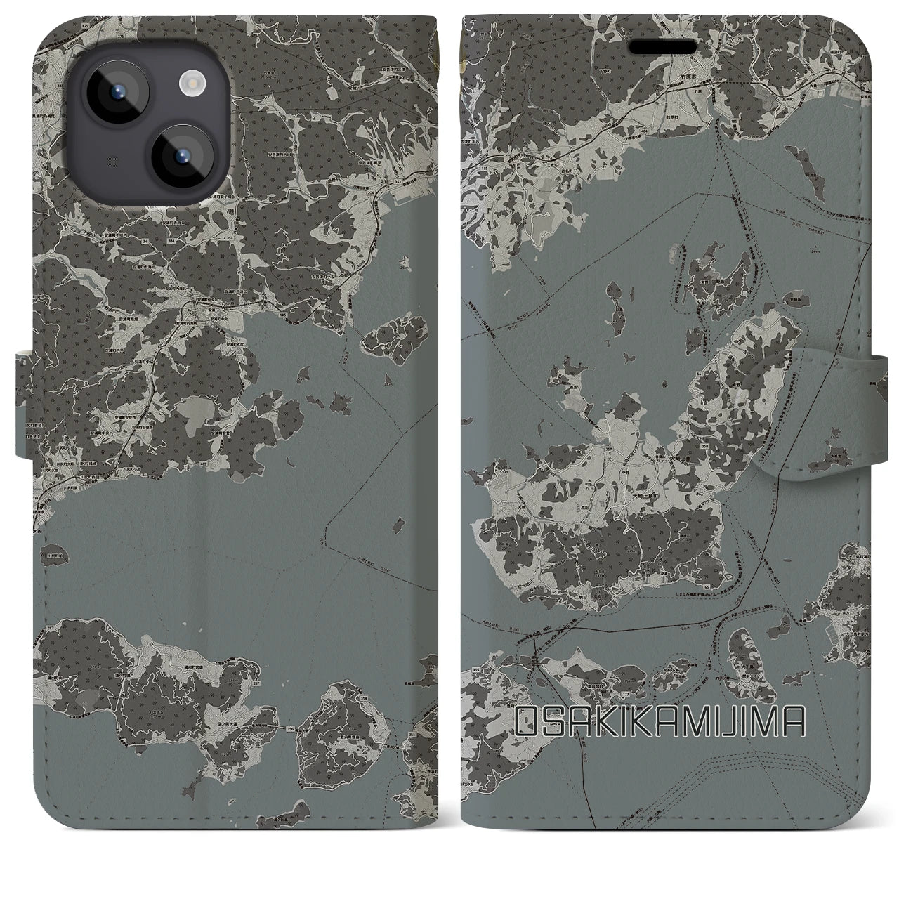 【大崎上島(広島県)】地図柄iPhoneケース(手帳タイプ)