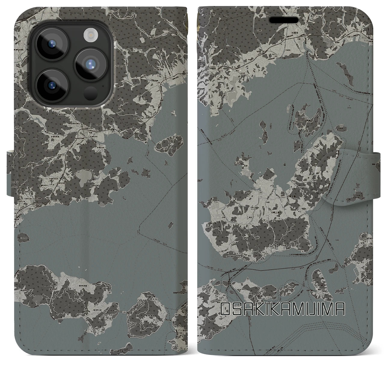 【大崎上島(広島県)】地図柄iPhoneケース(手帳タイプ)