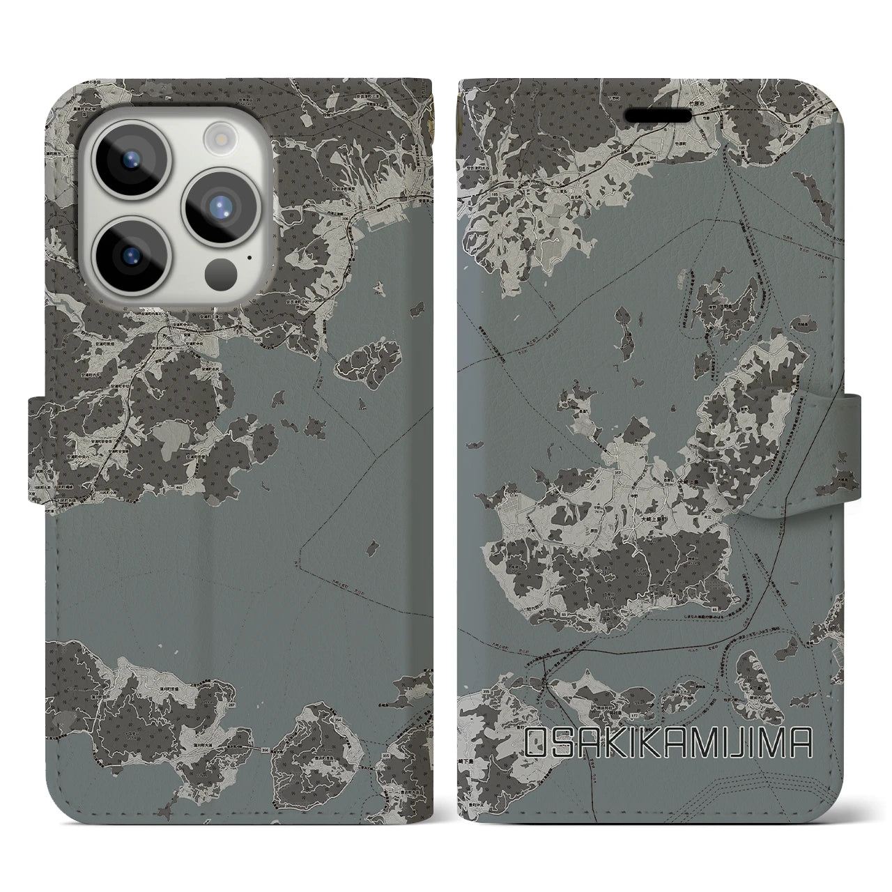 【大崎上島(広島県)】地図柄iPhoneケース(手帳タイプ)