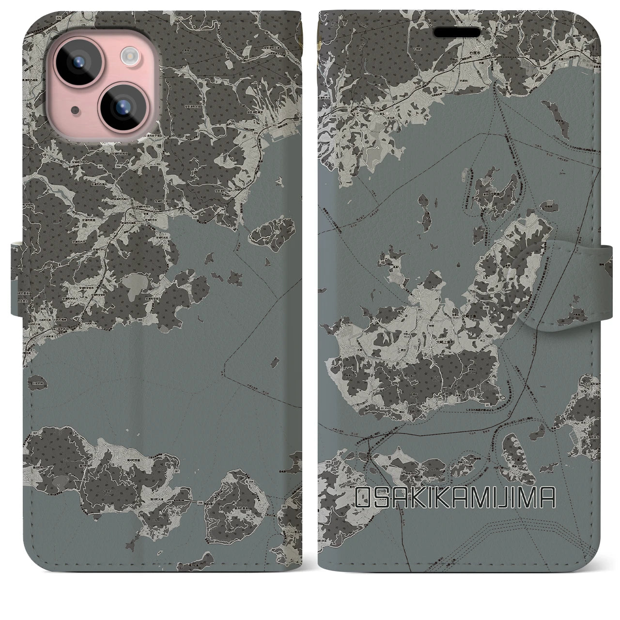 【大崎上島(広島県)】地図柄iPhoneケース(手帳タイプ)