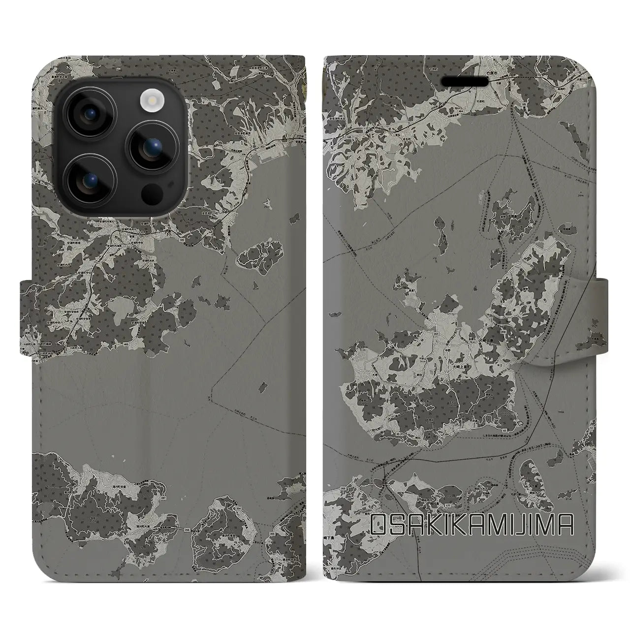 【大崎上島(広島県)】地図柄iPhoneケース(手帳タイプ)