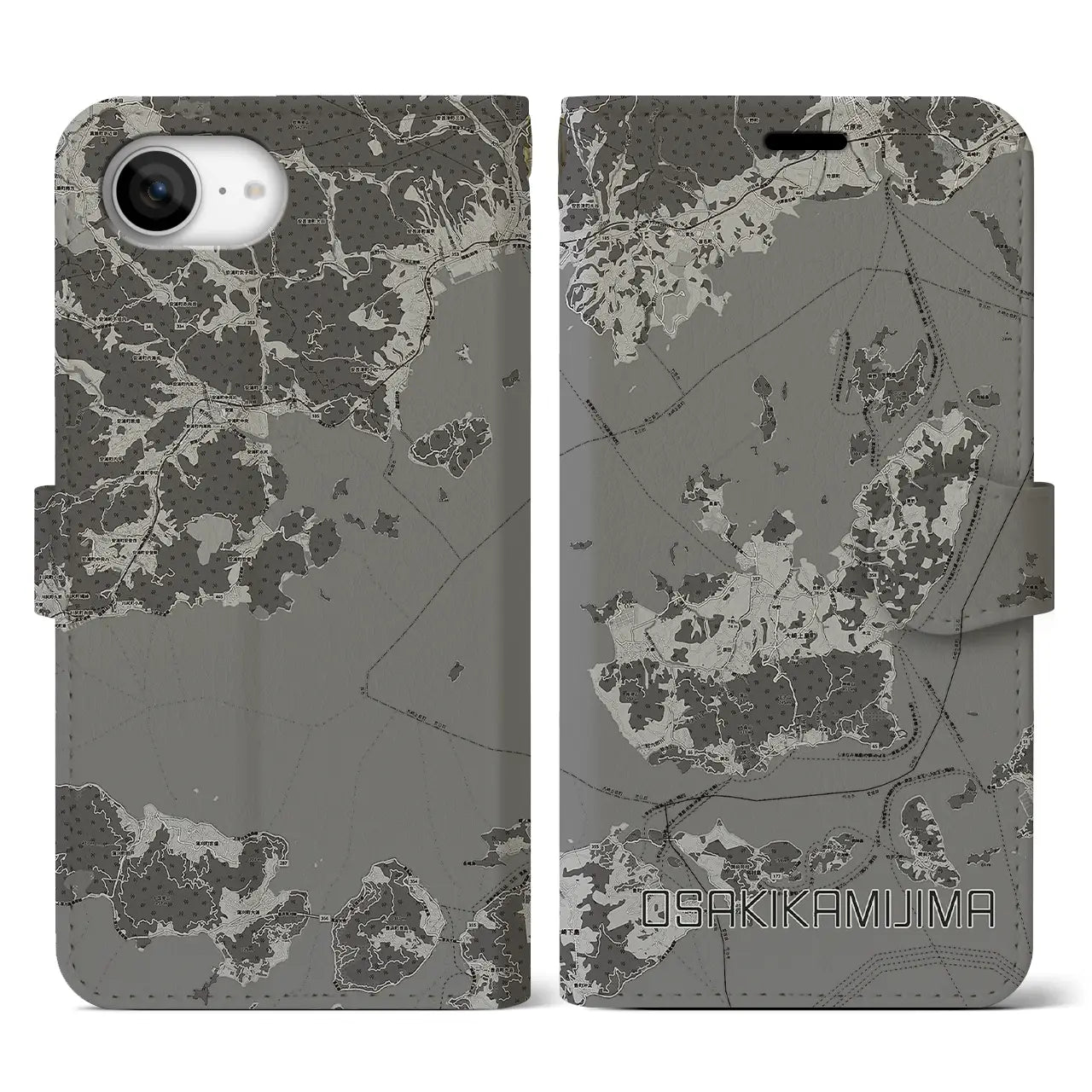 【大崎上島(広島県)】地図柄iPhoneケース(手帳タイプ)