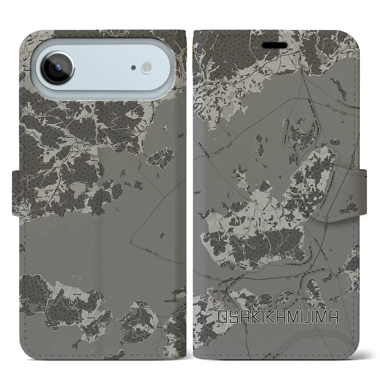 【大崎上島(広島県)】地図柄iPhoneケース(手帳タイプ)