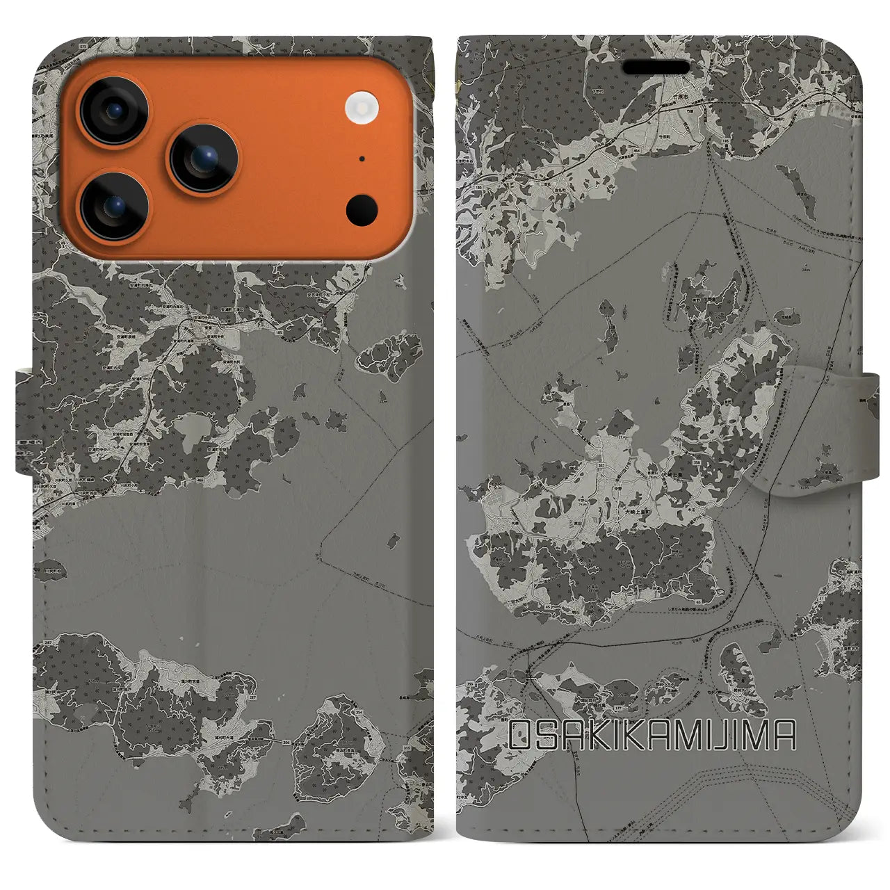 【大崎上島(広島県)】地図柄iPhoneケース(手帳タイプ)