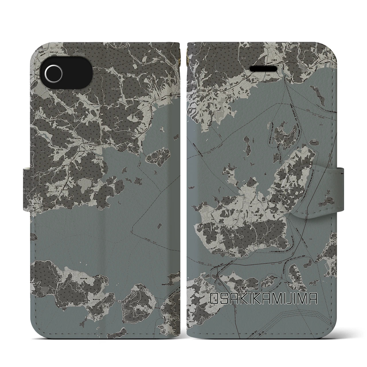 【大崎上島(広島県)】地図柄iPhoneケース(手帳タイプ)