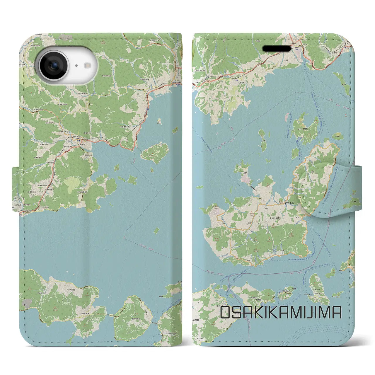 【大崎上島(広島県)】地図柄iPhoneケース(手帳タイプ)