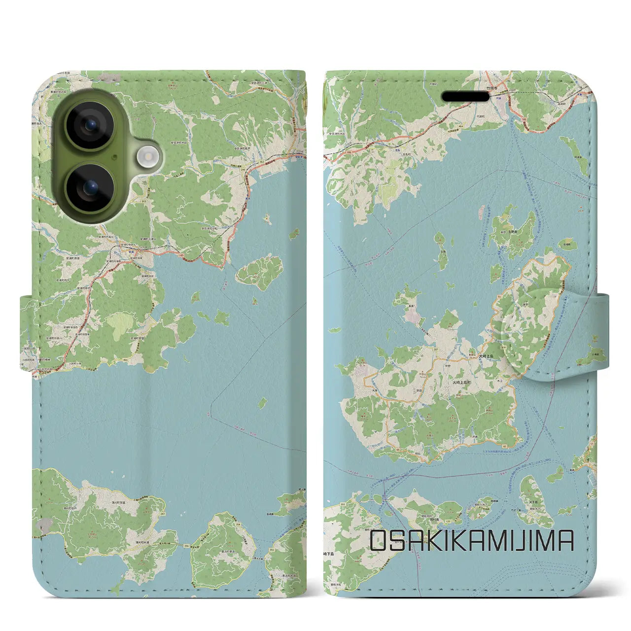 【大崎上島(広島県)】地図柄iPhoneケース(手帳タイプ)