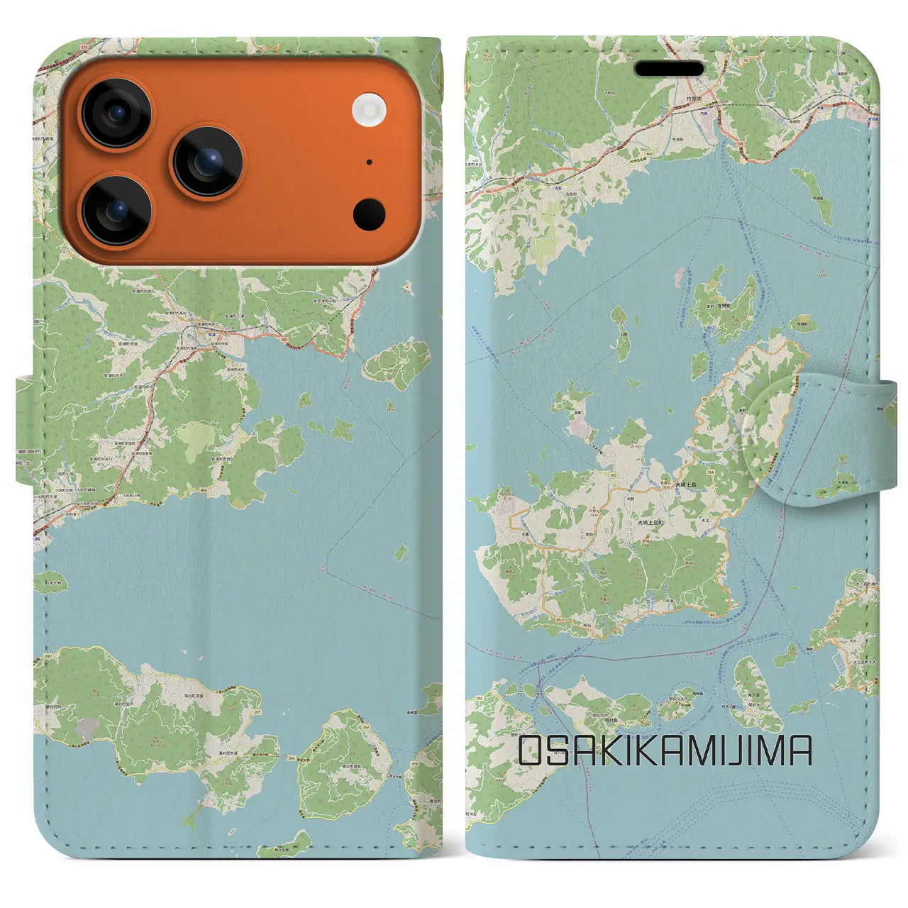 【大崎上島(広島県)】地図柄iPhoneケース(手帳タイプ)