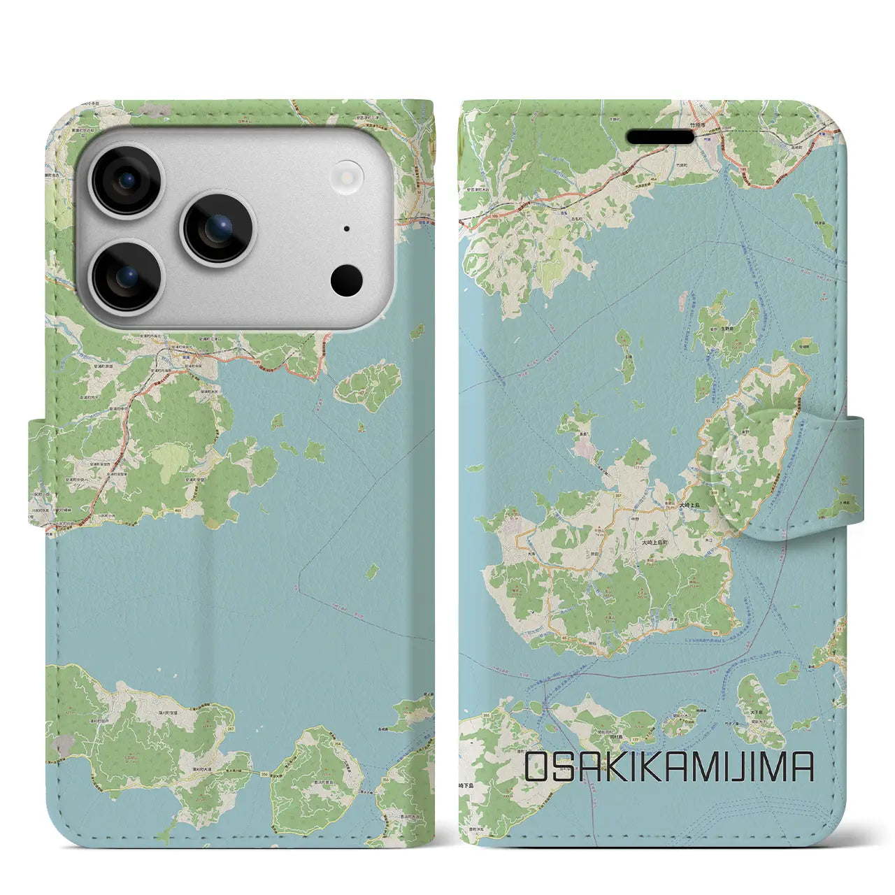 【大崎上島(広島県)】地図柄iPhoneケース(手帳タイプ)