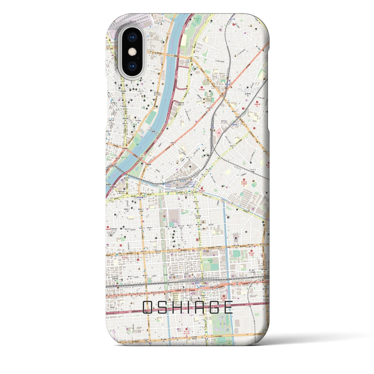 【押上(東京都)】地図柄iPhoneケース(バックカバータイプ)