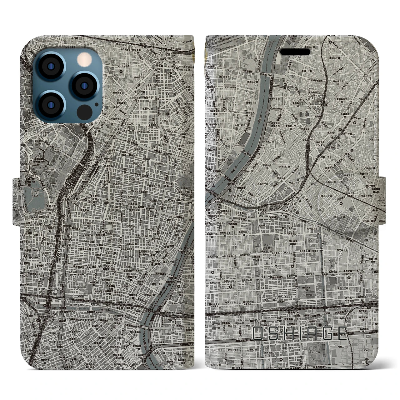 【押上(東京都)】地図柄iPhoneケース(手帳タイプ)