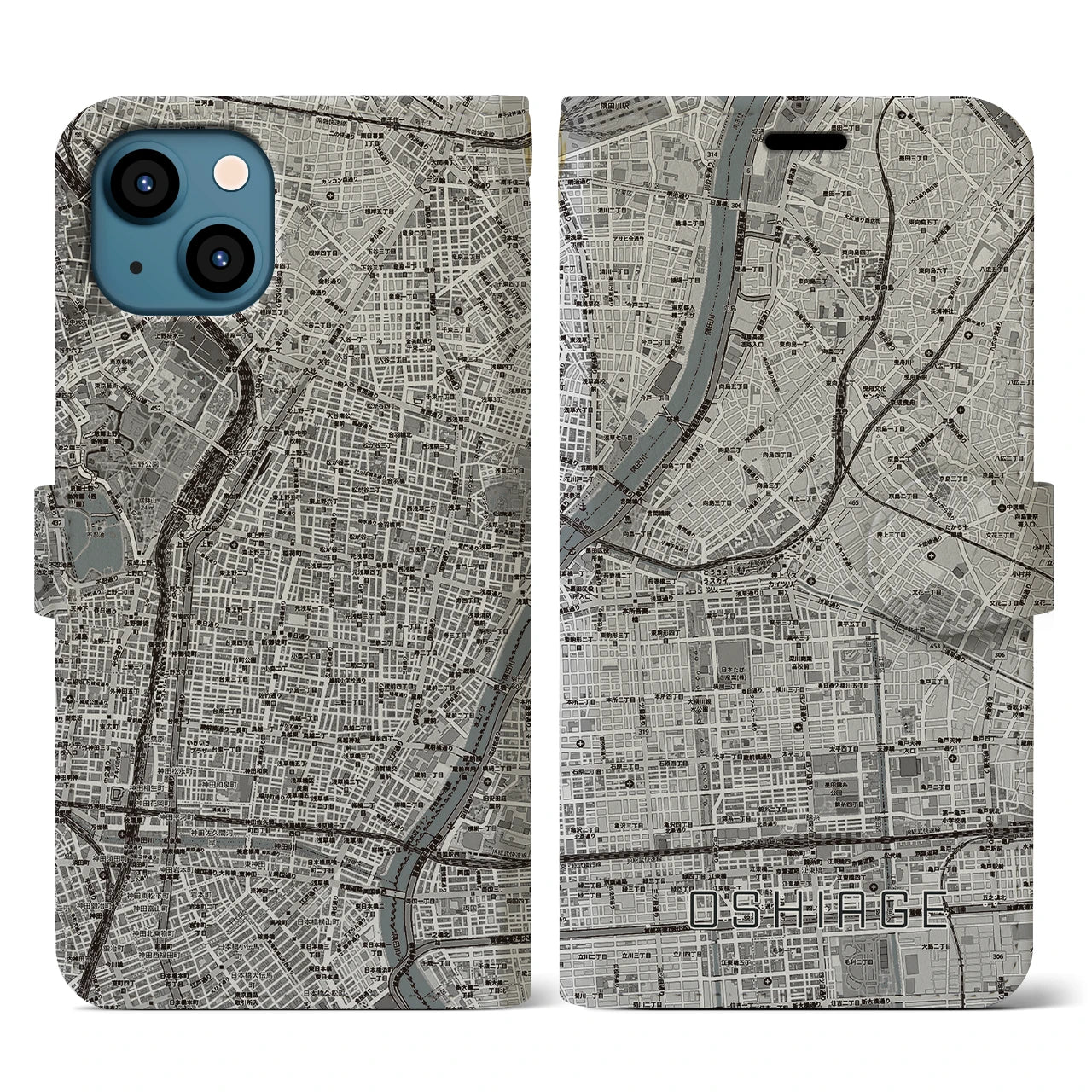 【押上(東京都)】地図柄iPhoneケース(手帳タイプ)