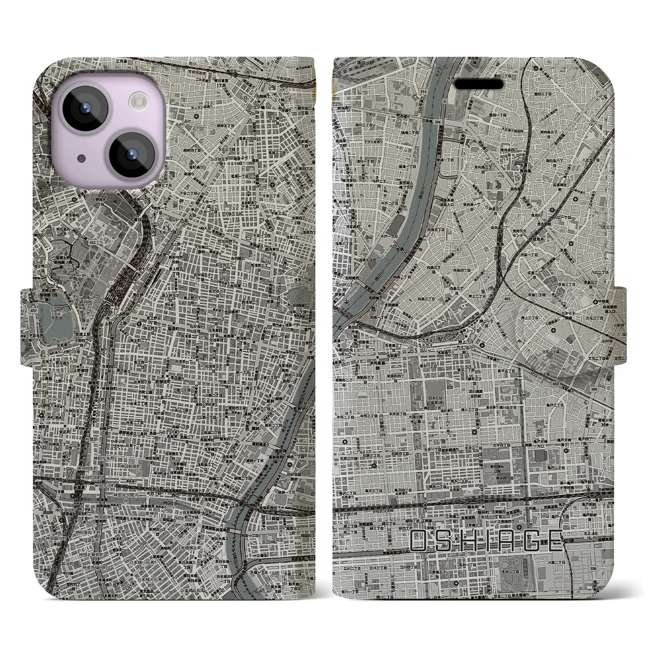 【押上(東京都)】地図柄iPhoneケース(手帳タイプ)