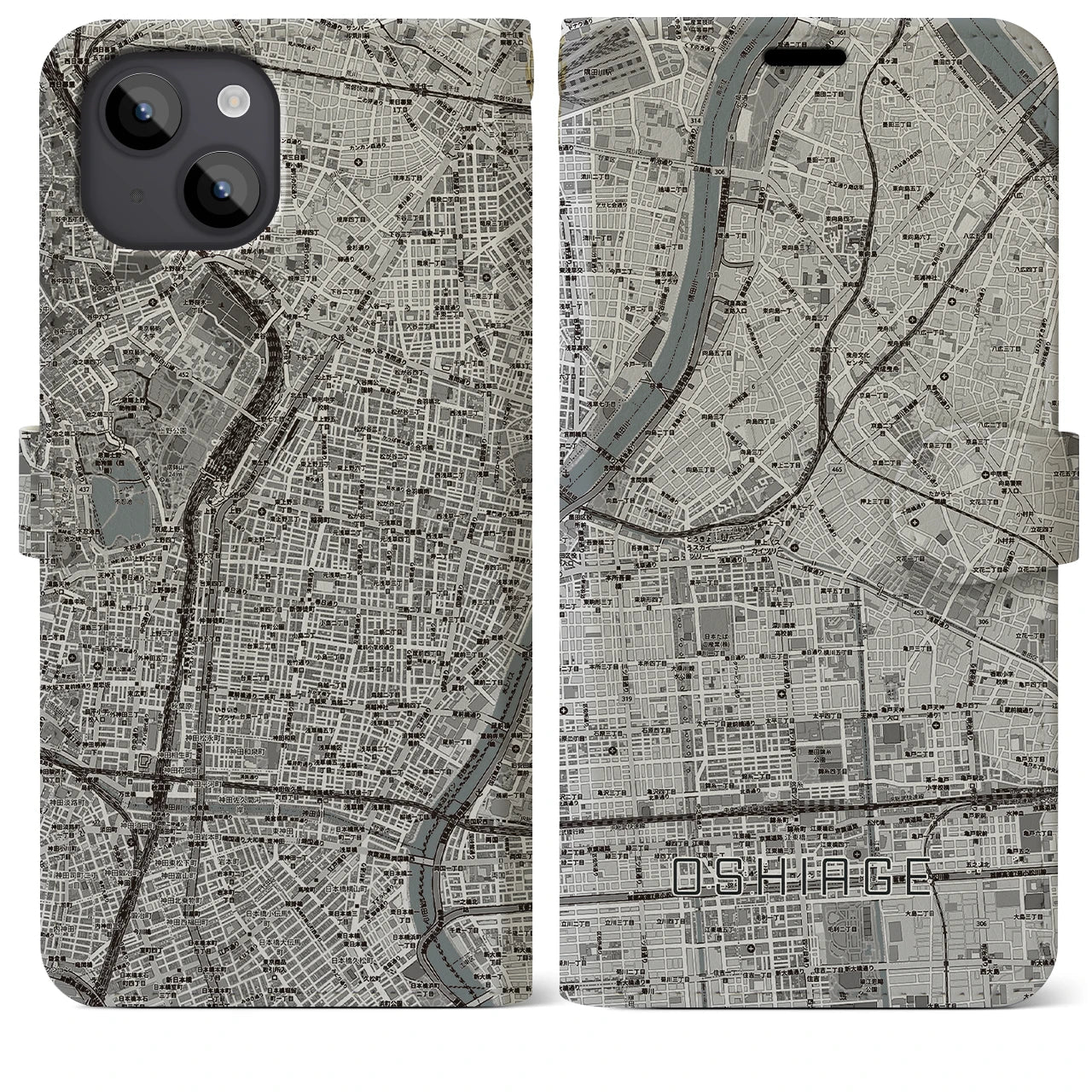 【押上(東京都)】地図柄iPhoneケース(手帳タイプ)