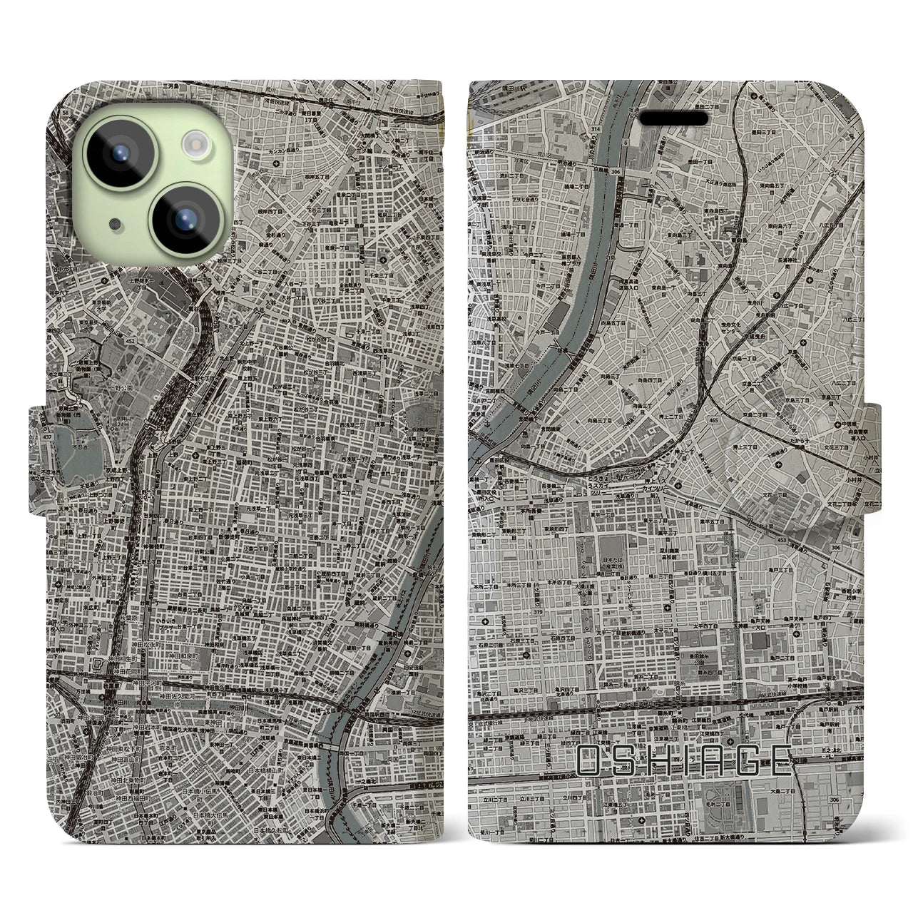 【押上(東京都)】地図柄iPhoneケース(手帳タイプ)