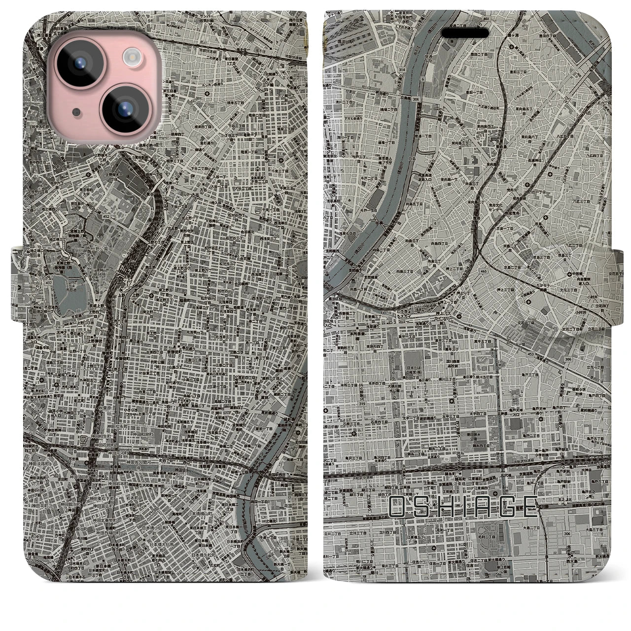 【押上(東京都)】地図柄iPhoneケース(手帳タイプ)