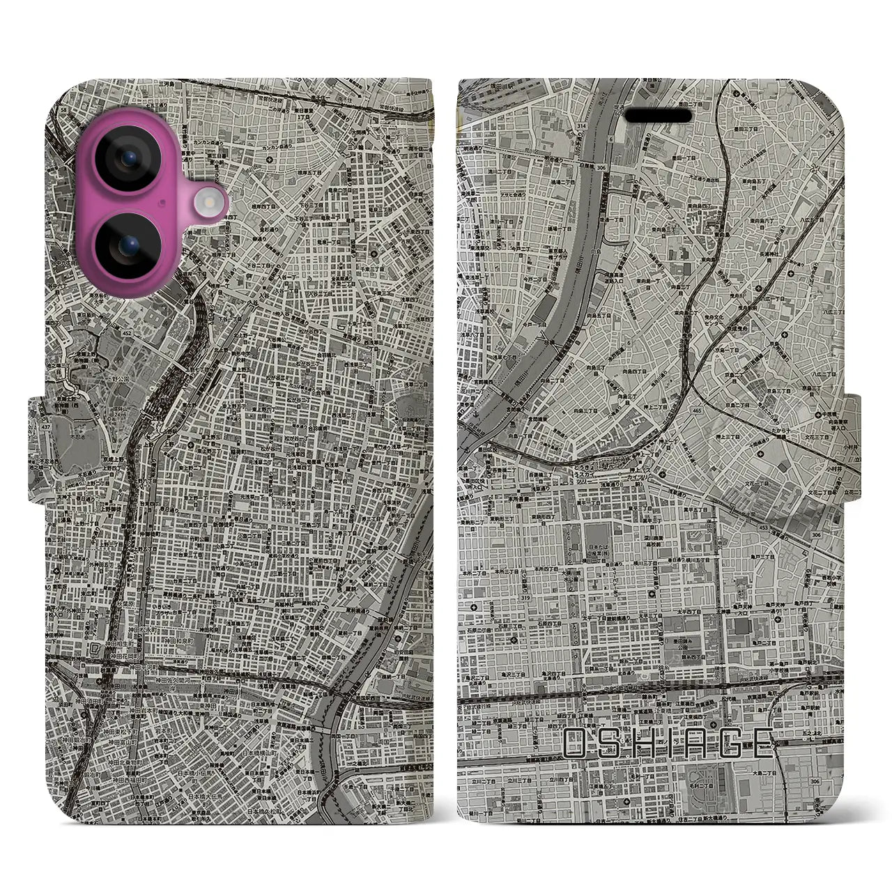 【押上(東京都)】地図柄iPhoneケース(手帳タイプ)