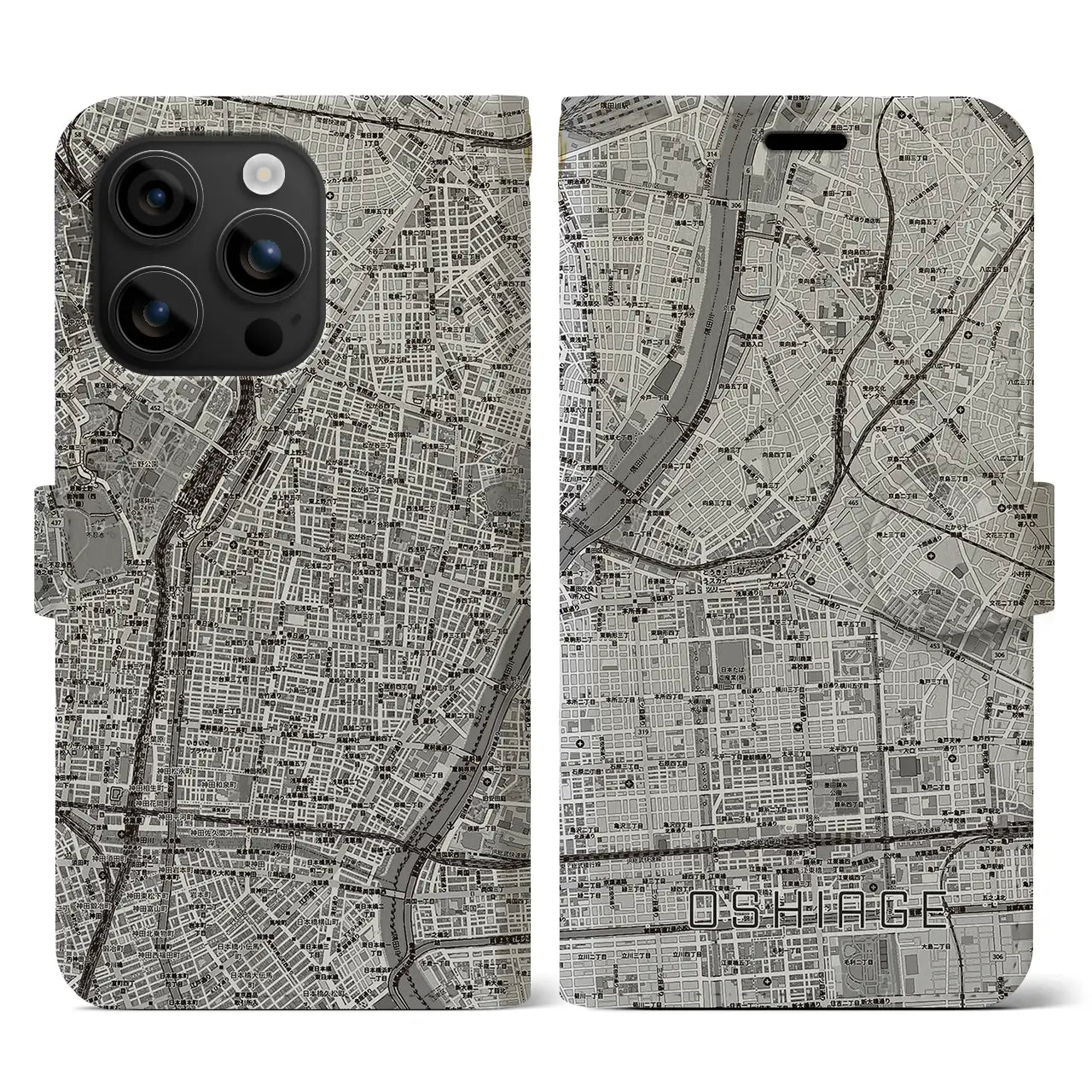 【押上(東京都)】地図柄iPhoneケース(手帳タイプ)