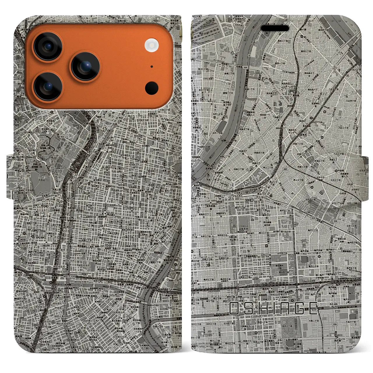 【押上(東京都)】地図柄iPhoneケース(手帳タイプ)