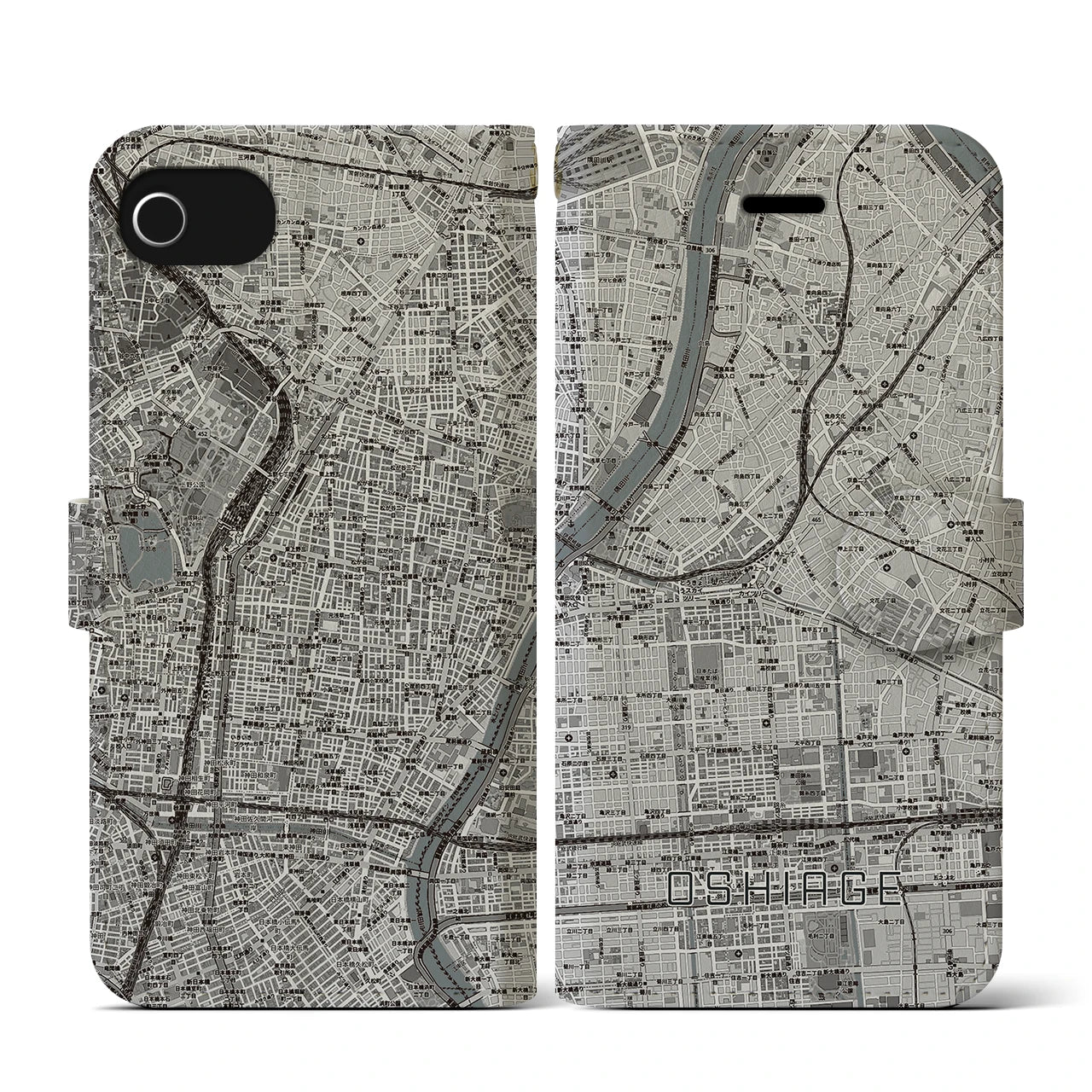 【押上(東京都)】地図柄iPhoneケース(手帳タイプ)