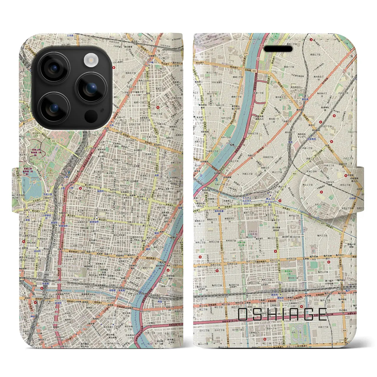 【押上(東京都)】地図柄iPhoneケース(手帳タイプ)