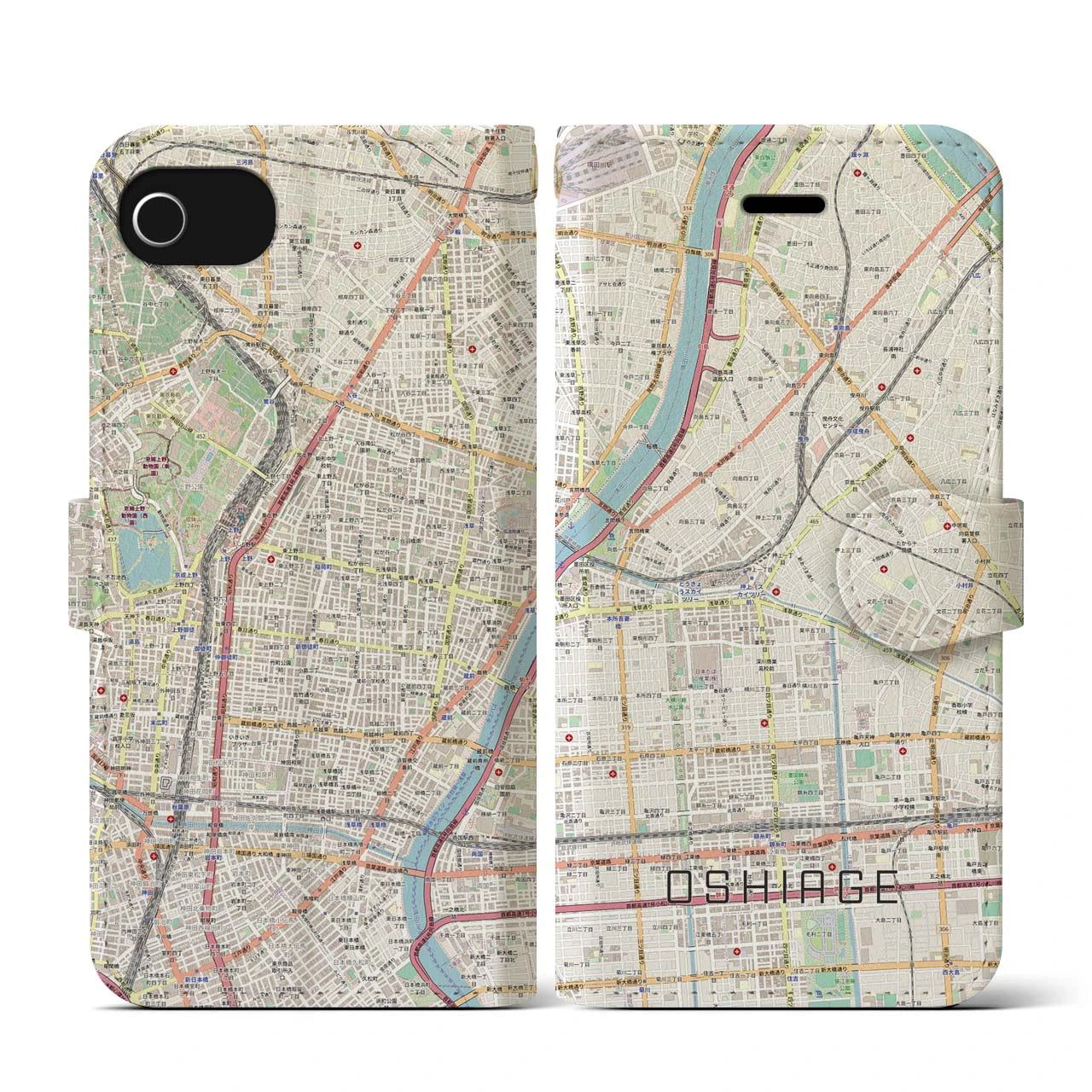【押上(東京都)】地図柄iPhoneケース(手帳タイプ)
