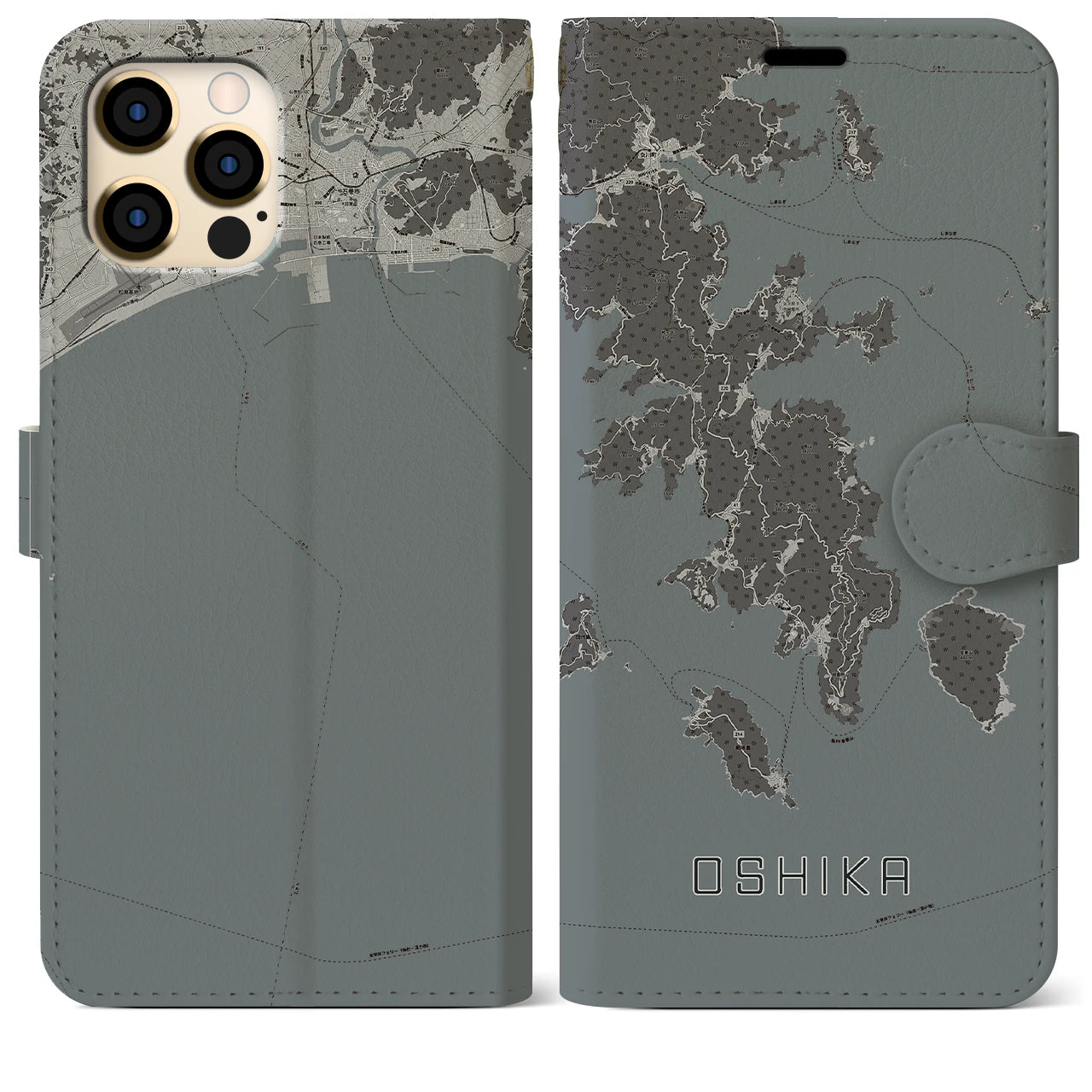 【牡鹿(宮城県)】地図柄iPhoneケース(手帳タイプ)