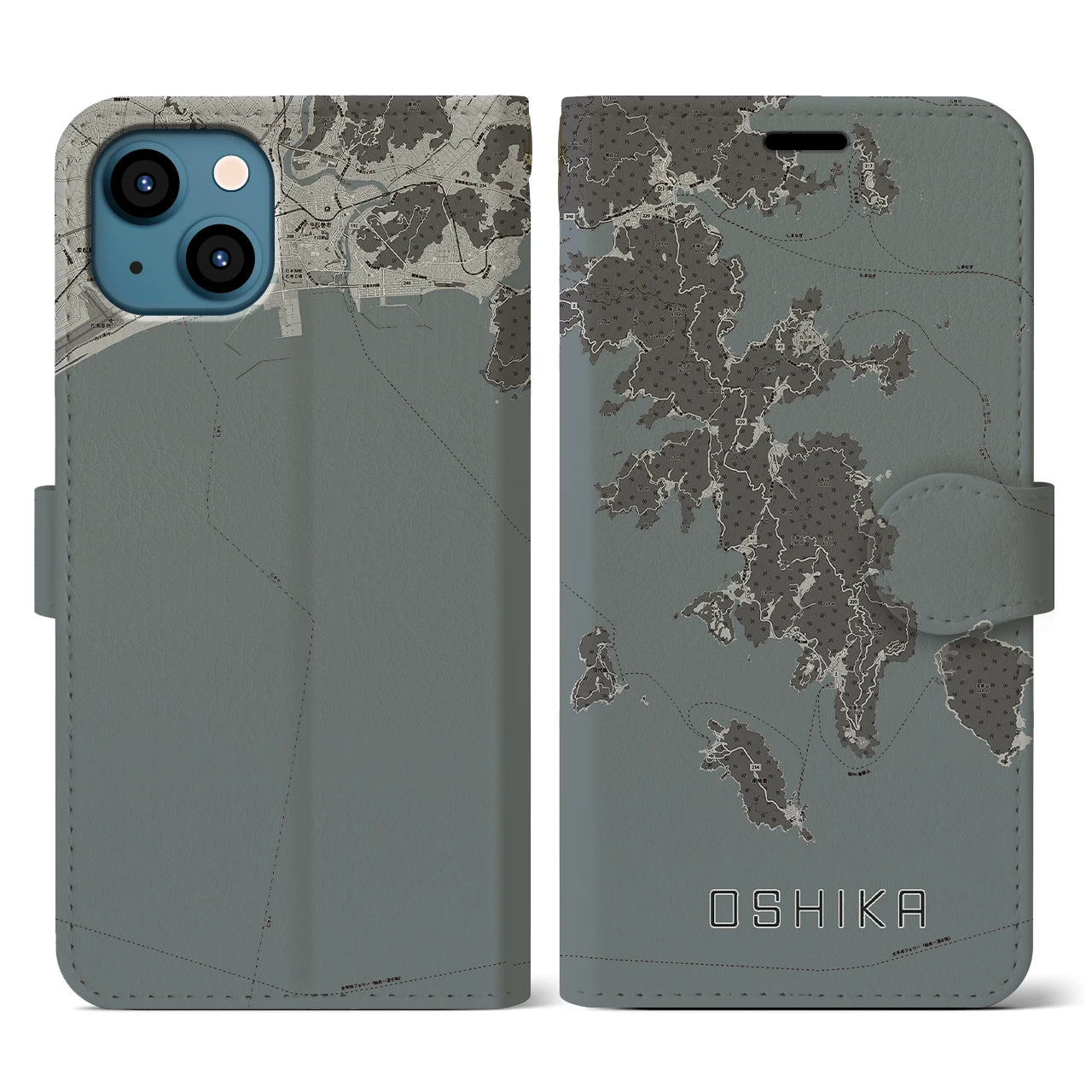 【牡鹿(宮城県)】地図柄iPhoneケース(手帳タイプ)