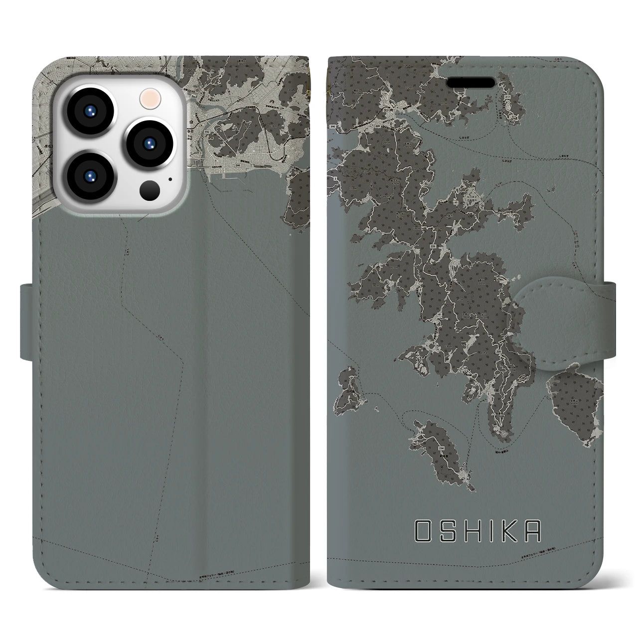 【牡鹿(宮城県)】地図柄iPhoneケース(手帳タイプ)