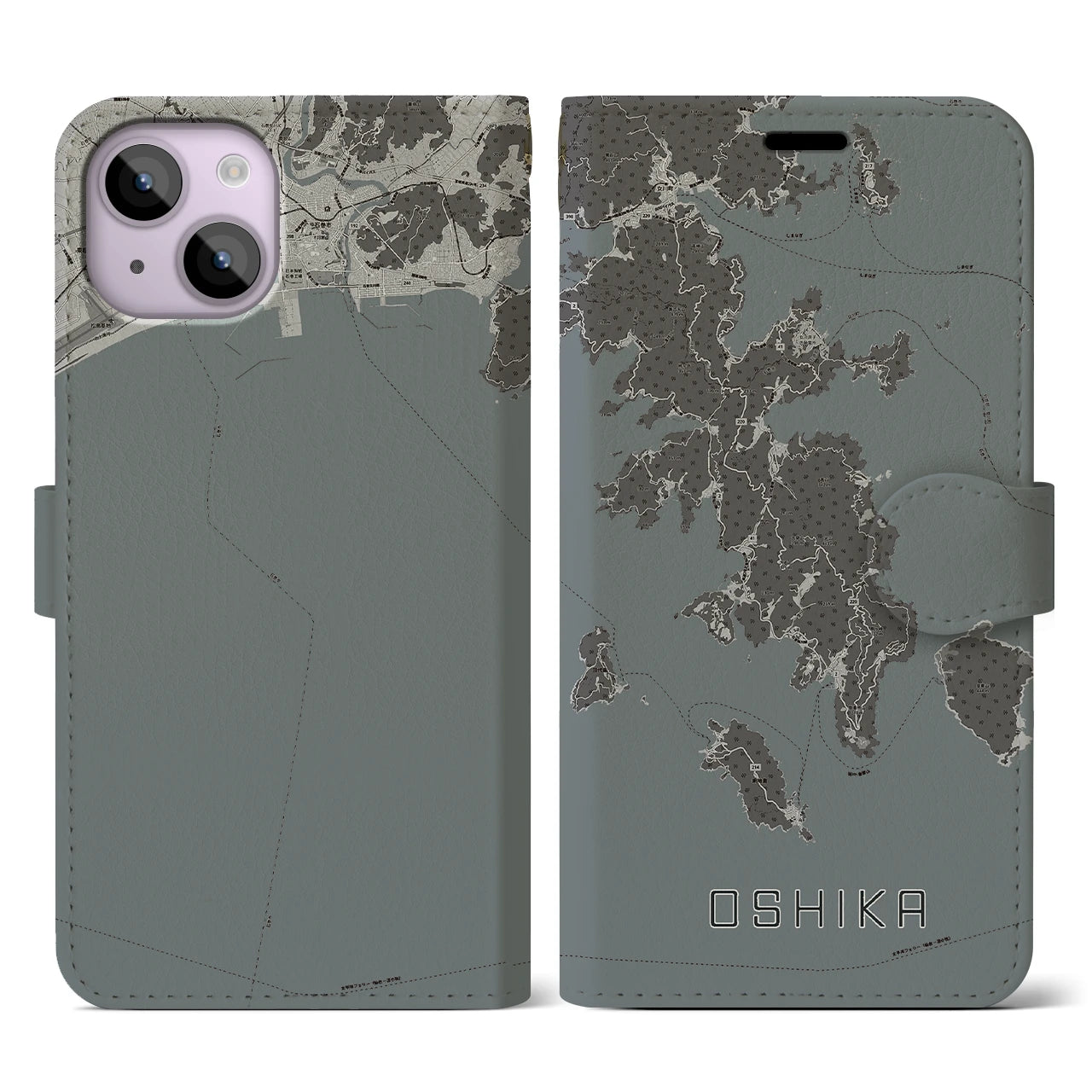 【牡鹿(宮城県)】地図柄iPhoneケース(手帳タイプ)