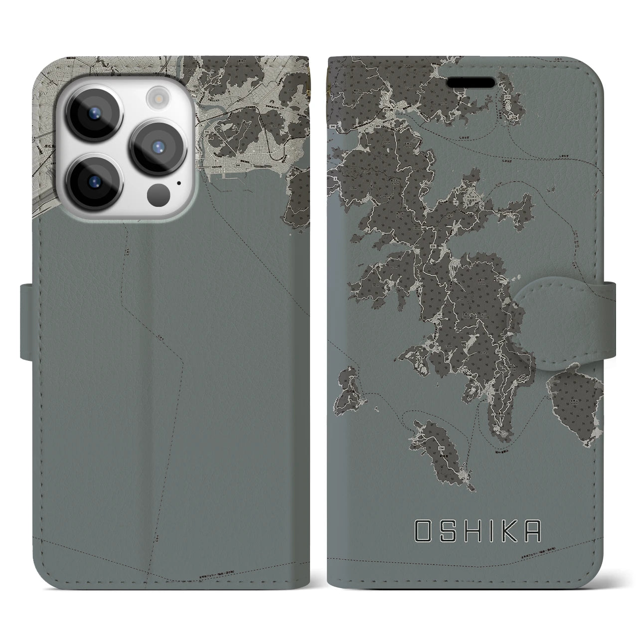 【牡鹿(宮城県)】地図柄iPhoneケース(手帳タイプ)