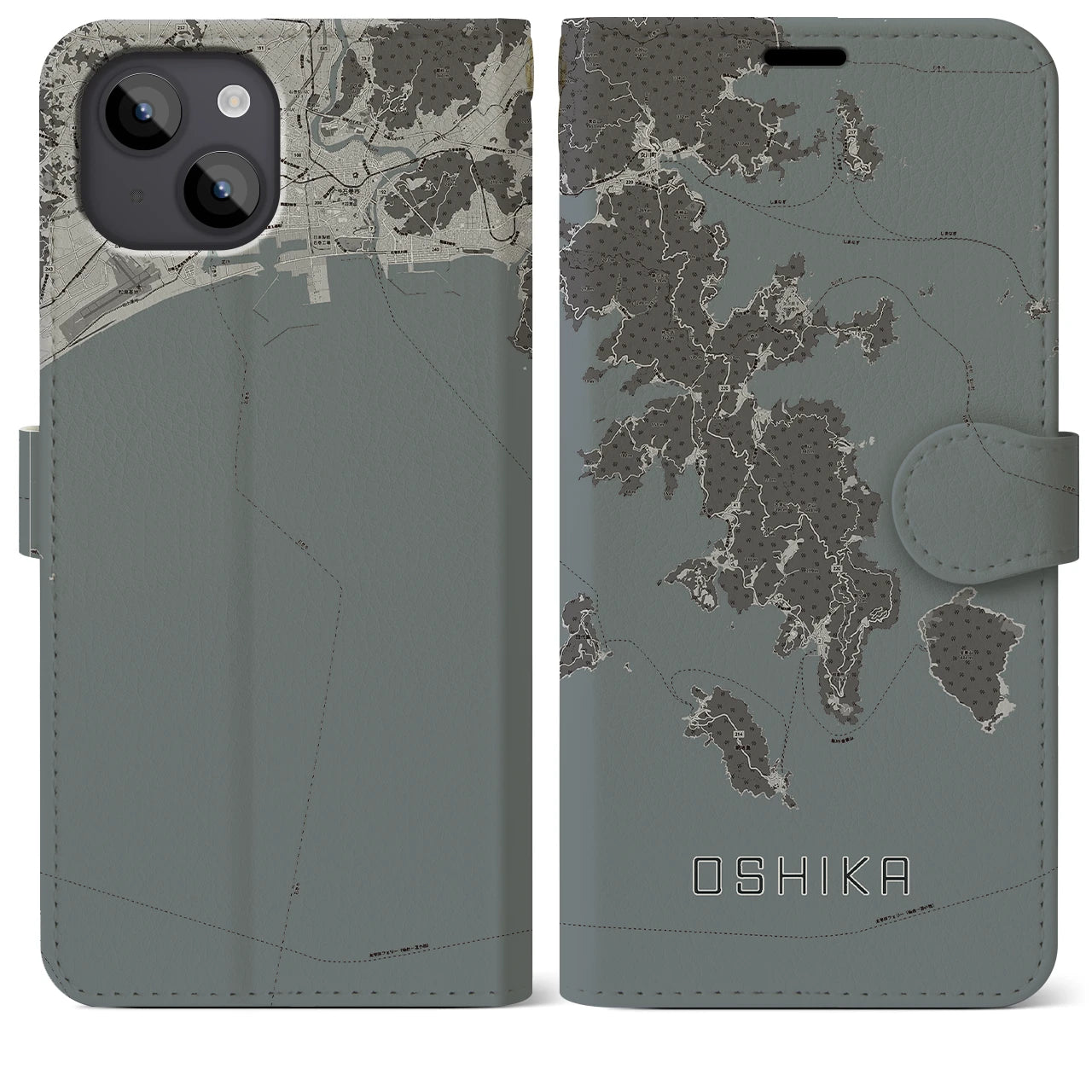 【牡鹿(宮城県)】地図柄iPhoneケース(手帳タイプ)