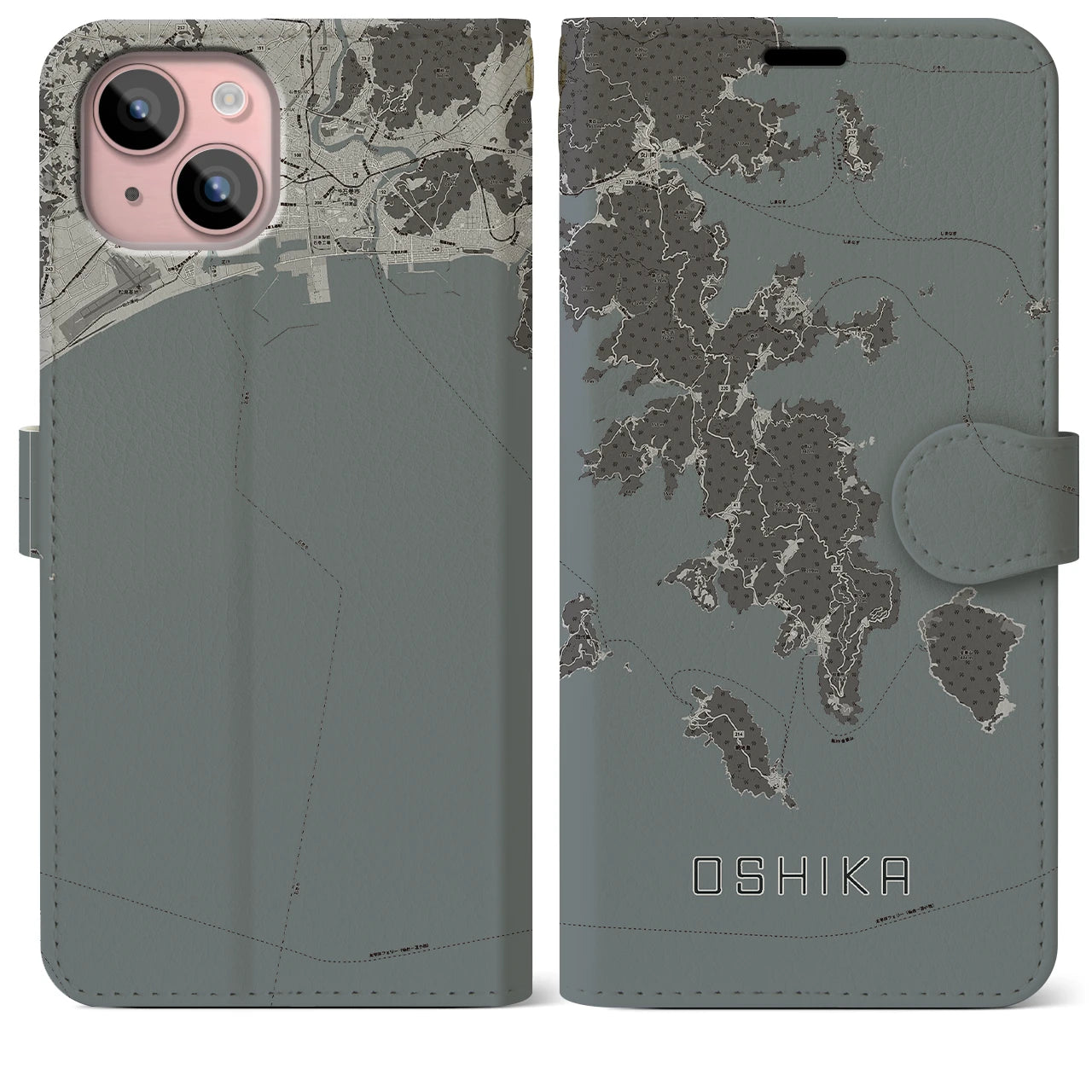 【牡鹿(宮城県)】地図柄iPhoneケース(手帳タイプ)