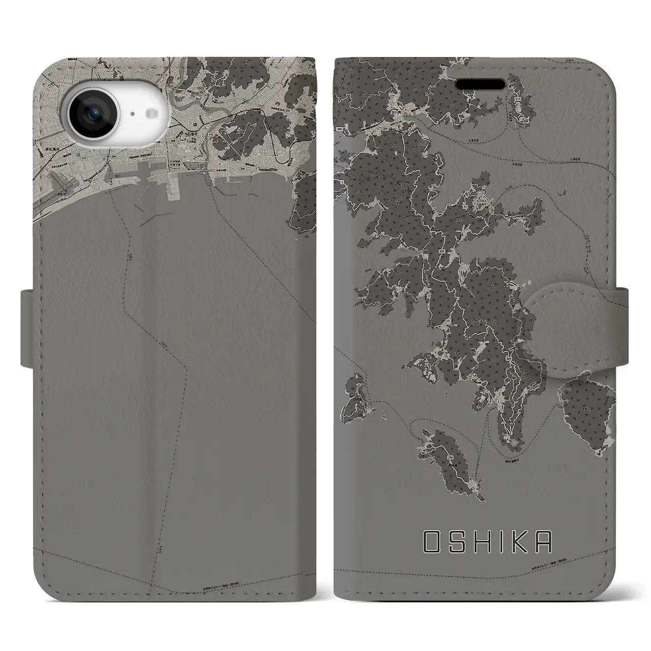 【牡鹿(宮城県)】地図柄iPhoneケース(手帳タイプ)