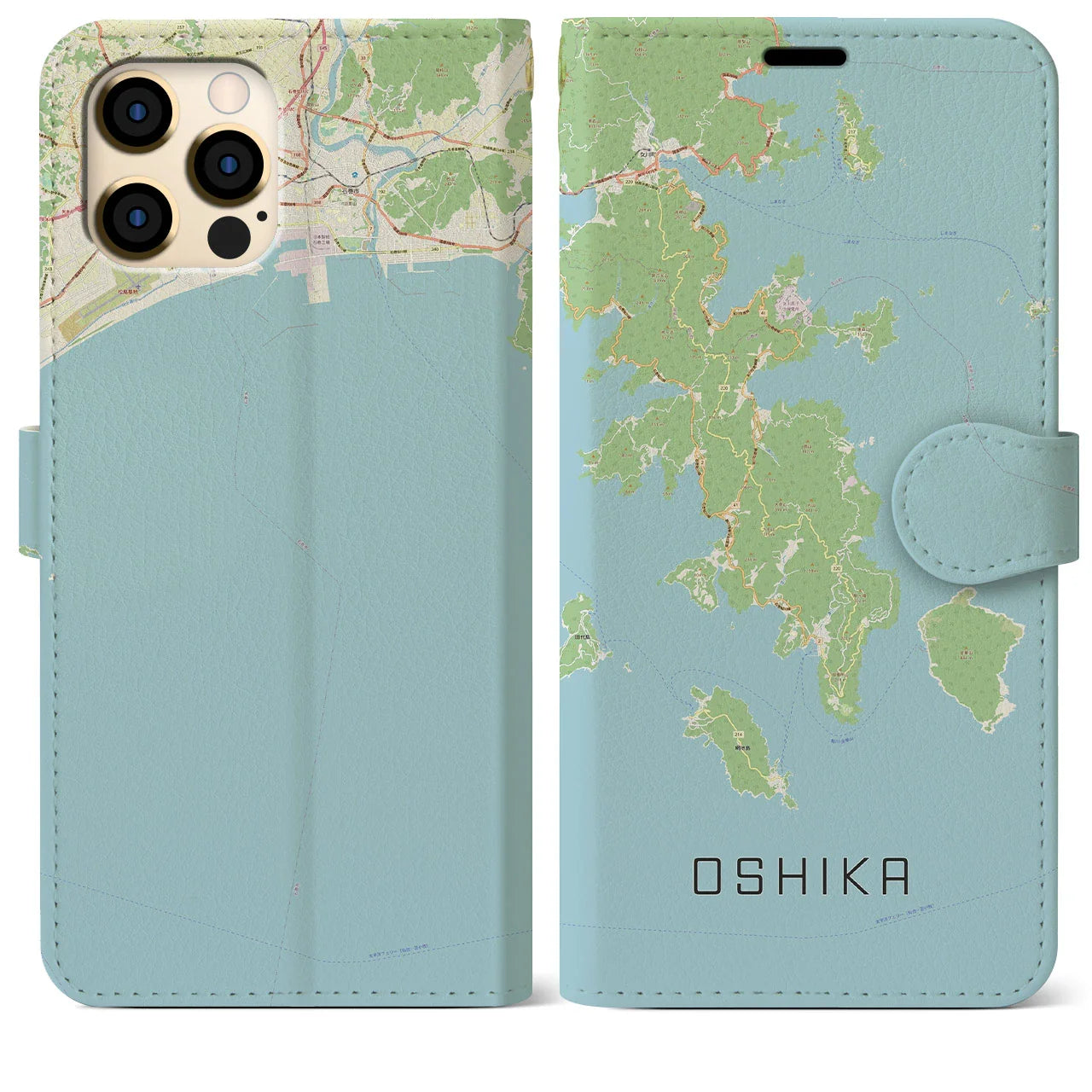 【牡鹿(宮城県)】地図柄iPhoneケース(手帳タイプ)ナチュラル・iPhone 12 Pro Max 用