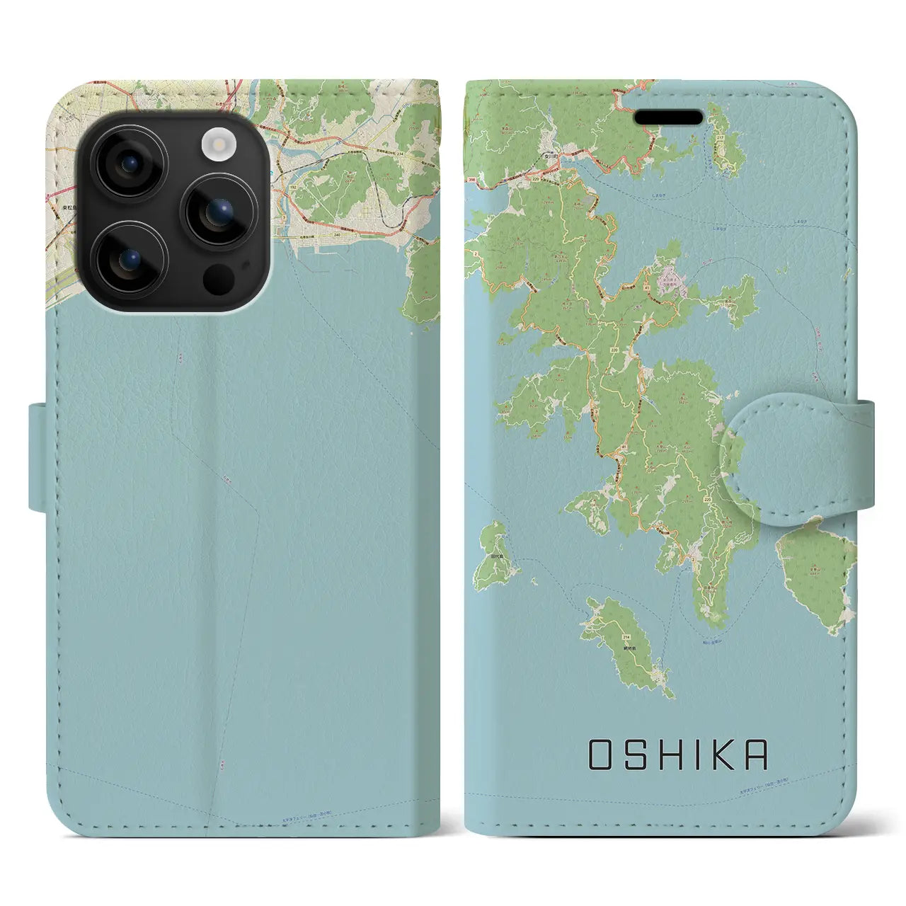 【牡鹿(宮城県)】地図柄iPhoneケース(手帳タイプ)ナチュラル・iPhone 16 用