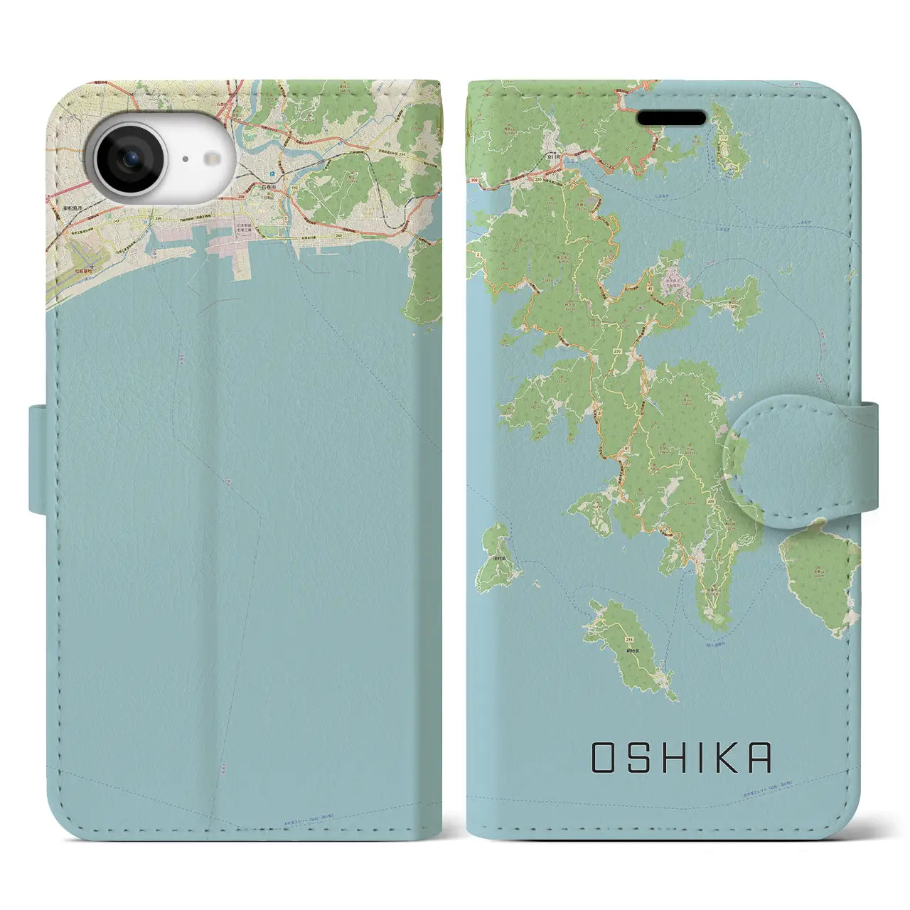 【牡鹿(宮城県)】地図柄iPhoneケース(手帳タイプ)