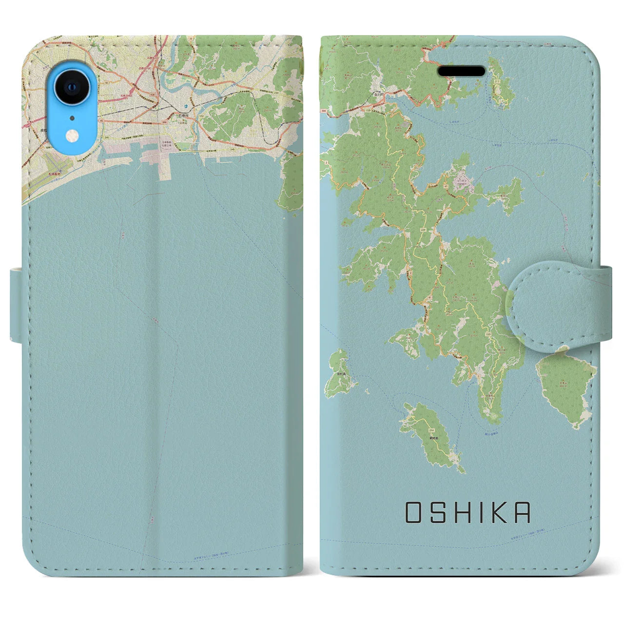 【牡鹿(宮城県)】地図柄iPhoneケース(手帳タイプ)ナチュラル・iPhone XR 用